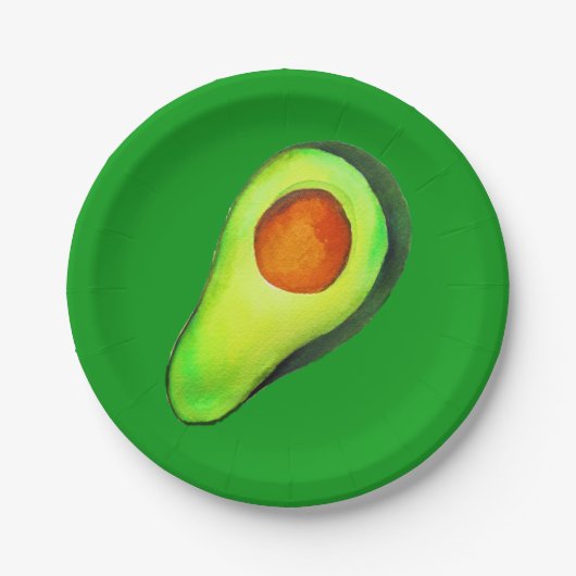 Avocado-verslaving groene schattige kunst papieren bordje (Voorkant)