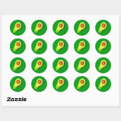 Avocado-verslaving groene schattige kunst ronde sticker (Vel)
