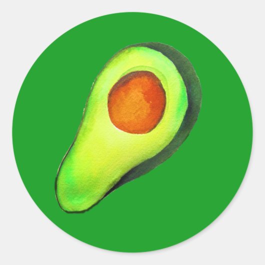 Avocado-verslaving groene schattige kunst ronde sticker (Voorkant)