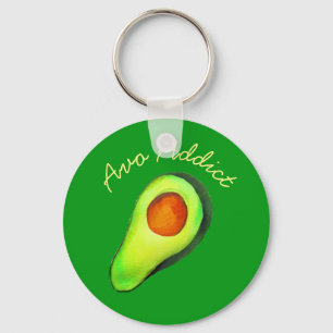 Avocado-verslaving groene schattige kunst sleutelhanger