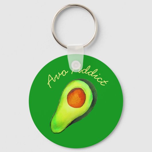 Avocado-verslaving groene schattige kunst sleutelhanger (Voorkant)