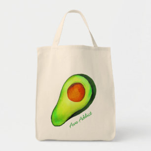 Avocado-verslaving groene schattige kunst tote bag