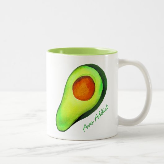 Avocado-verslaving groene schattige kunst tweekleurige koffiemok (Rechts)