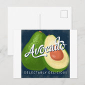 Avocado Vintage Fruit Label Retro Briefkaart (Voorkant / Achterkant)