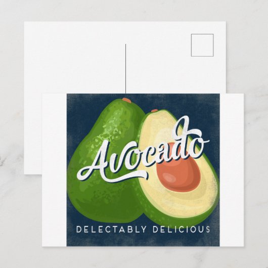 Avocado Vintage Fruit Label Retro Briefkaart (Voorkant / Achterkant)