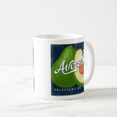 Avocado Vintage Fruit Label Retro Koffiemok (Voorkant rechts)