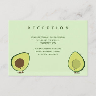 Avocado Voedsel Karakters Groene Huwelijksreceptie Informatiekaartje