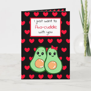 Avocado Voedselgrap, Schattige Gelukkige Valentijn Kaart