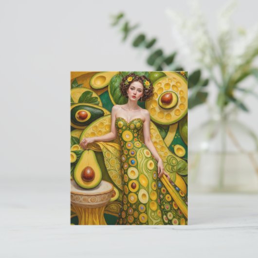 Avocado vrouw met extra vingers briefkaart (Staand voorkant)