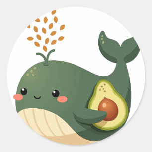 Avocado Walvis Ronde Sticker