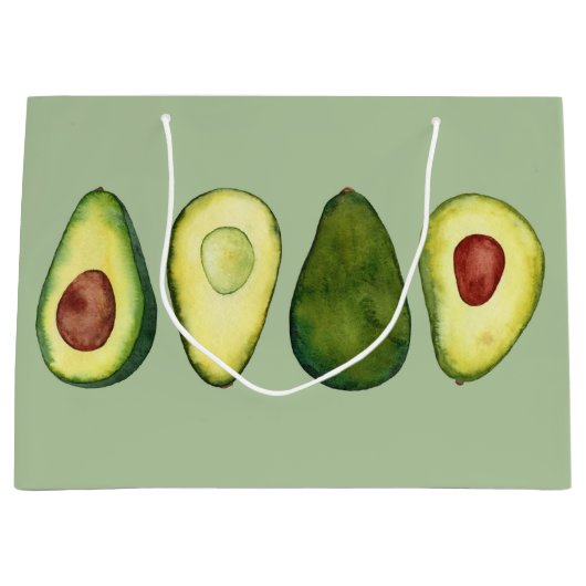 Avocado Waterverf Illustratie  Groot Cadeauzakje (Voorkant)