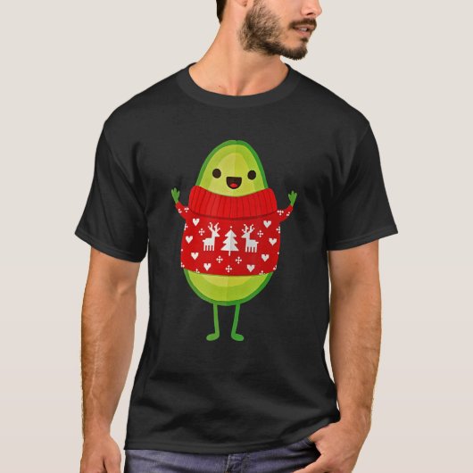 Avocado Wearing Ugly Sweater Merry Christmas T-shirt (Voorkant)