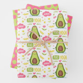 Avocado Yoga Wrapping Paper Set van 3 (In situ)
