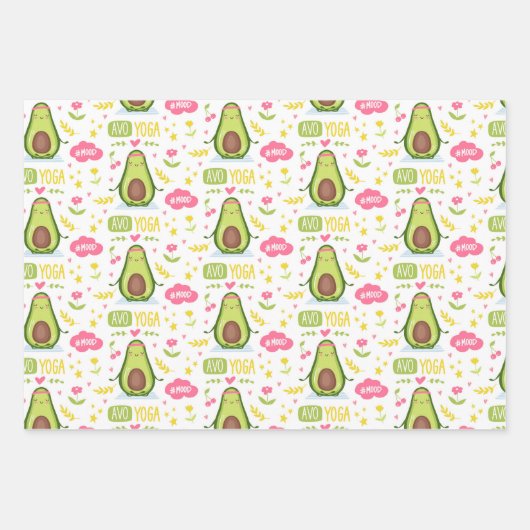 Avocado Yoga Wrapping Paper Set van 3 (Voorkant)