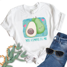Avocado You Complete Me Love Kawaii Watercolor T-