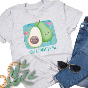 Avocado You Complete Me Love Kawaii Waterverf T-shirt