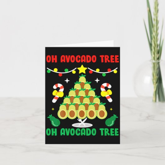 Avocadoboom Grappig Voedsel Veganistisch Kerstcade Kaart (Voorkant)