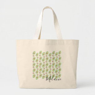 Avocadopitten Plakken Fruit Handgetekend Patroon Grote Tote Bag