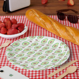 Avocadopitten Plakken Fruit Handgetekend Patroon   Papieren Bordje