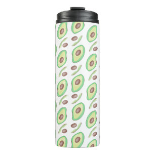 Avocadopitten Plakken Fruit Handgetekend Patroon Thermosbeker