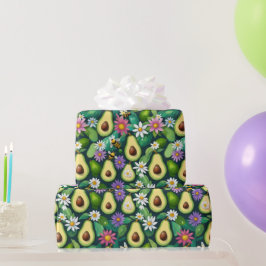 Avocado's, bijen en bloemen cadeaupapier