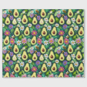 Avocado's, bijen en bloemen cadeaupapier (Vlak)