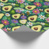 Avocado's, bijen en bloemen cadeaupapier (Hoek)