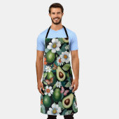 Avocados Bloemen met Vlinders Zwart Schort (Gedragen)