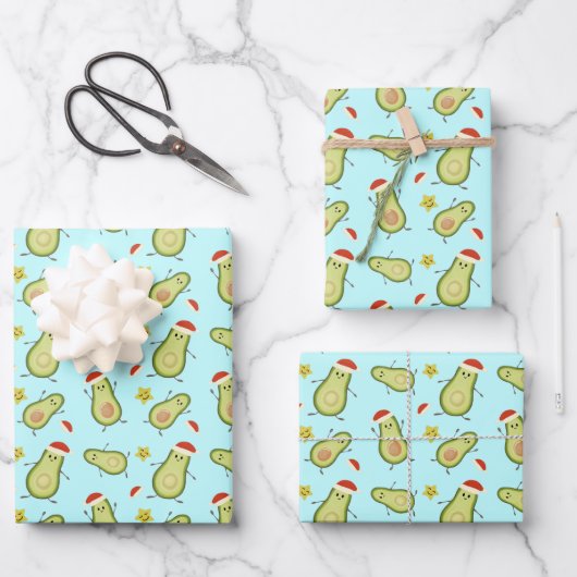 Avocados en Kerstmis Inpakpapier Vel (Voorkant)