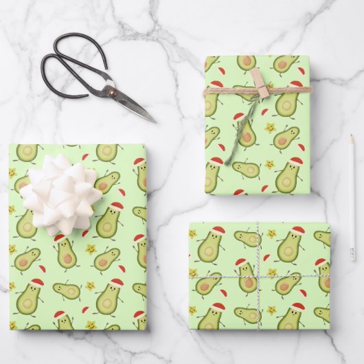 Avocados en Kerstmis Inpakpapier Vel (Voorkant)