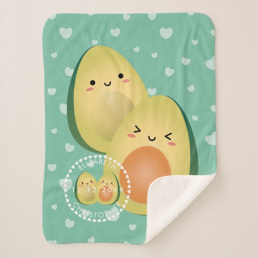 Avocados in Love Funny Couple Laten we Avocuddle Sherpa Deken (Voorkant)