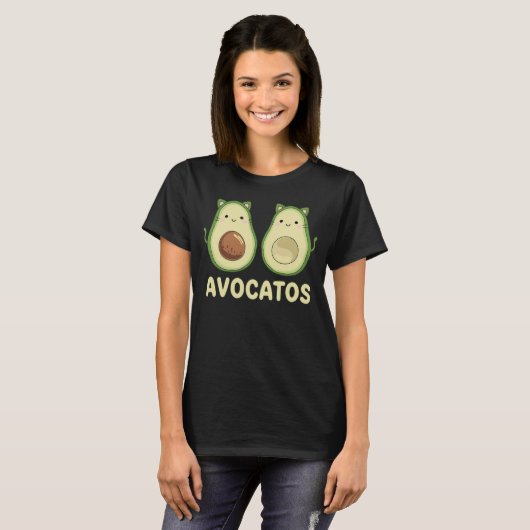 Avocado's Kawaii Cat & Avocado Pun T-shirt (Voorkant volledig)