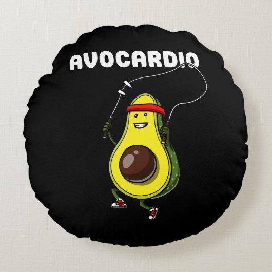 Avocardio Avocado Fitness Vegan Cardio Exercise Rond Kussen (Voorkant)
