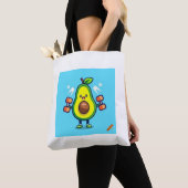"Avocardio Cartoon Avocado Working Out - Fun en E Tote Bag (Dichtbij)