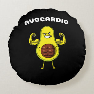 Avocardio Fitness Avocado Funny Vegan Workout Joke Rond Kussen