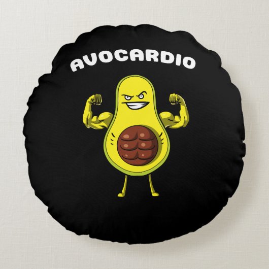 Avocardio Fitness Avocado Funny Vegan Workout Joke Rond Kussen (Voorkant)