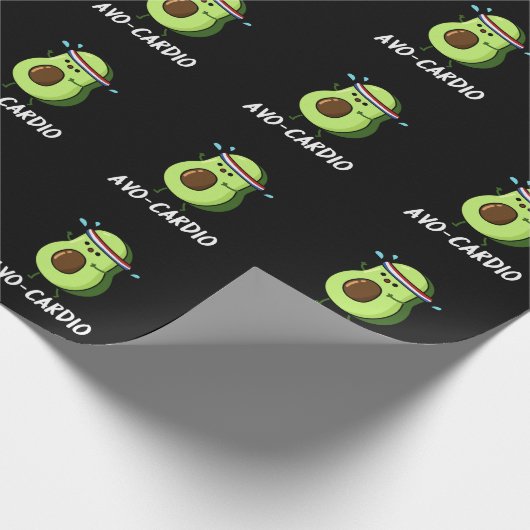Avocardio Funny Excercise Avocado Pun Dark BG Cadeaupapier (Hoek)