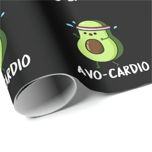 Avocardio Funny Excercise Avocado Pun Dark BG Cadeaupapier (Rol Hoek)