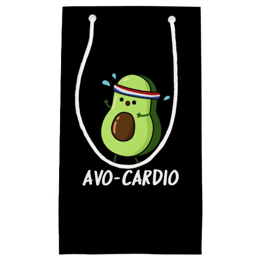 Avocardio Funny Excercise Avocado Pun Dark BG Klein Cadeauzakje (Voorkant)