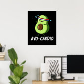 Avocardio Funny Excercise Avocado Pun Dark BG Poster (Thuiskantoor)