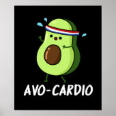 Avocardio Funny Excercise Avocado Pun Dark BG Poster (Voorkant)