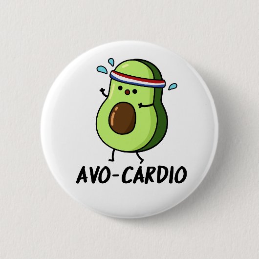 Avocardio Funny Excercise Avocado Pun Ronde Button 5,7 Cm (Voorkant)