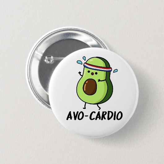 Avocardio Funny Excercise Avocado Pun Ronde Button 5,7 Cm (Voorkant /achterkant)