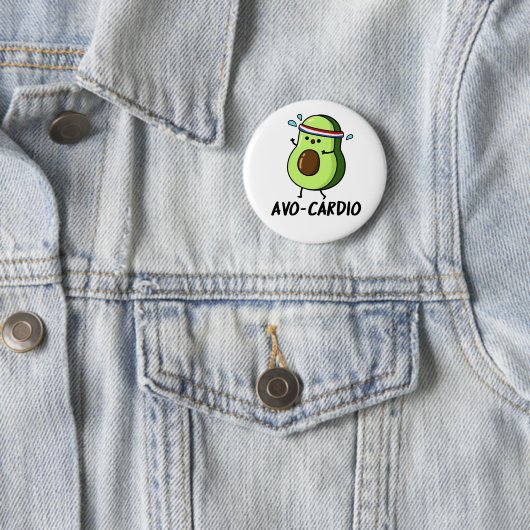 Avocardio Funny Excercise Avocado Pun Ronde Button 5,7 Cm (In situ)