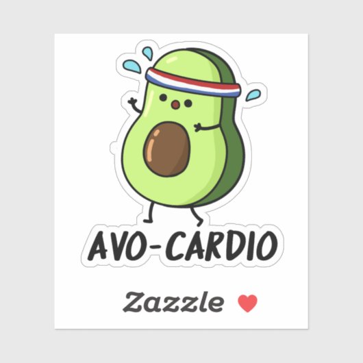 Avocardio Funny Excercise Avocado Pun Sticker (Vel)