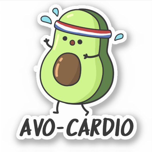 Avocardio Funny Excercise Avocado Pun Sticker (Voorkant)