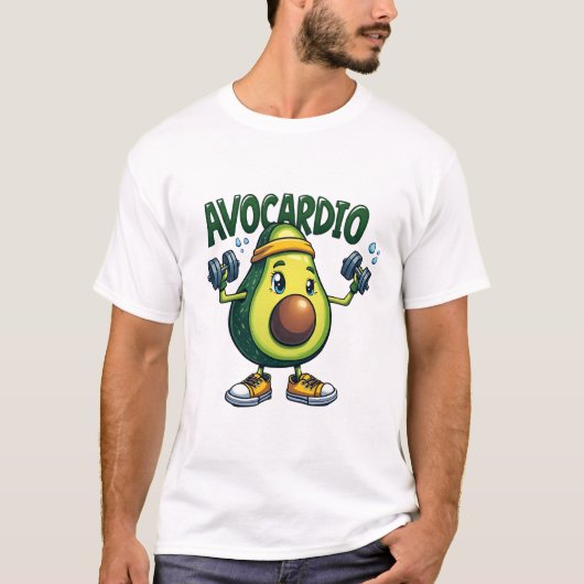 Avocardio Funny Workout Avocado T-shirt (Voorkant)