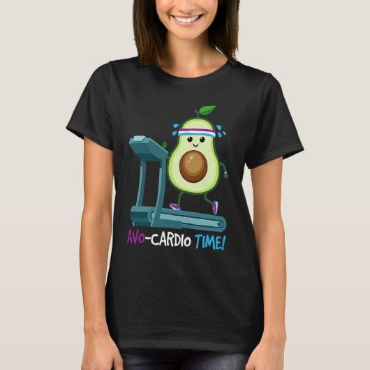 Avocardio Time! Avocado Cardio Jogging Vegan Fitne T-shirt (Voorkant)
