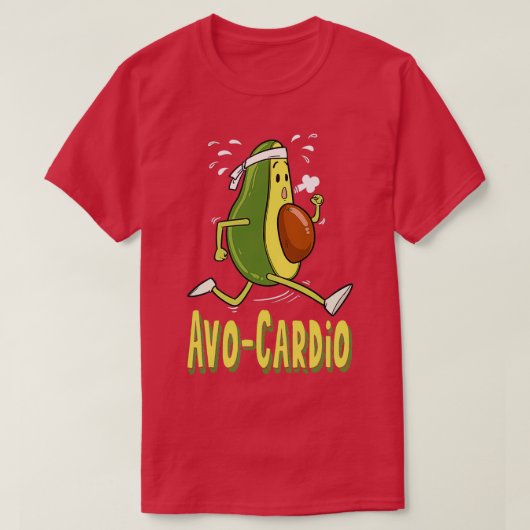 Avocardio Vegan Avocado Cardio aan het werk T-shirt (Design voorkant)