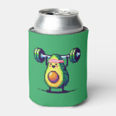 Avocardio Workout - eigenzinnige 8-bit Fitness Avo Blikjeskoeler (Blikje Voorkant)